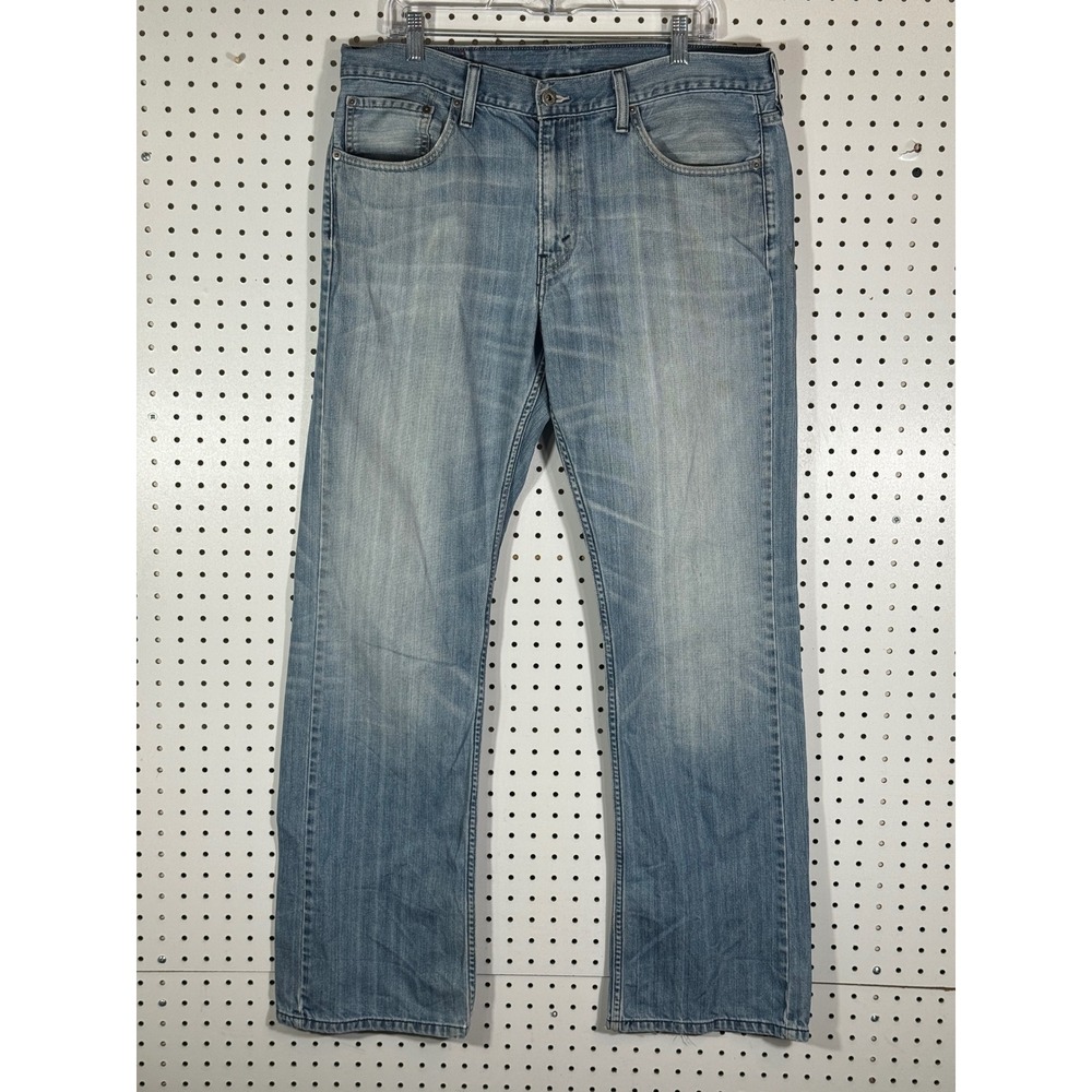 Levis 527 Mens 36x32 Low Boot Cut Jeans Light Wash Blue Denim 100% Cotton